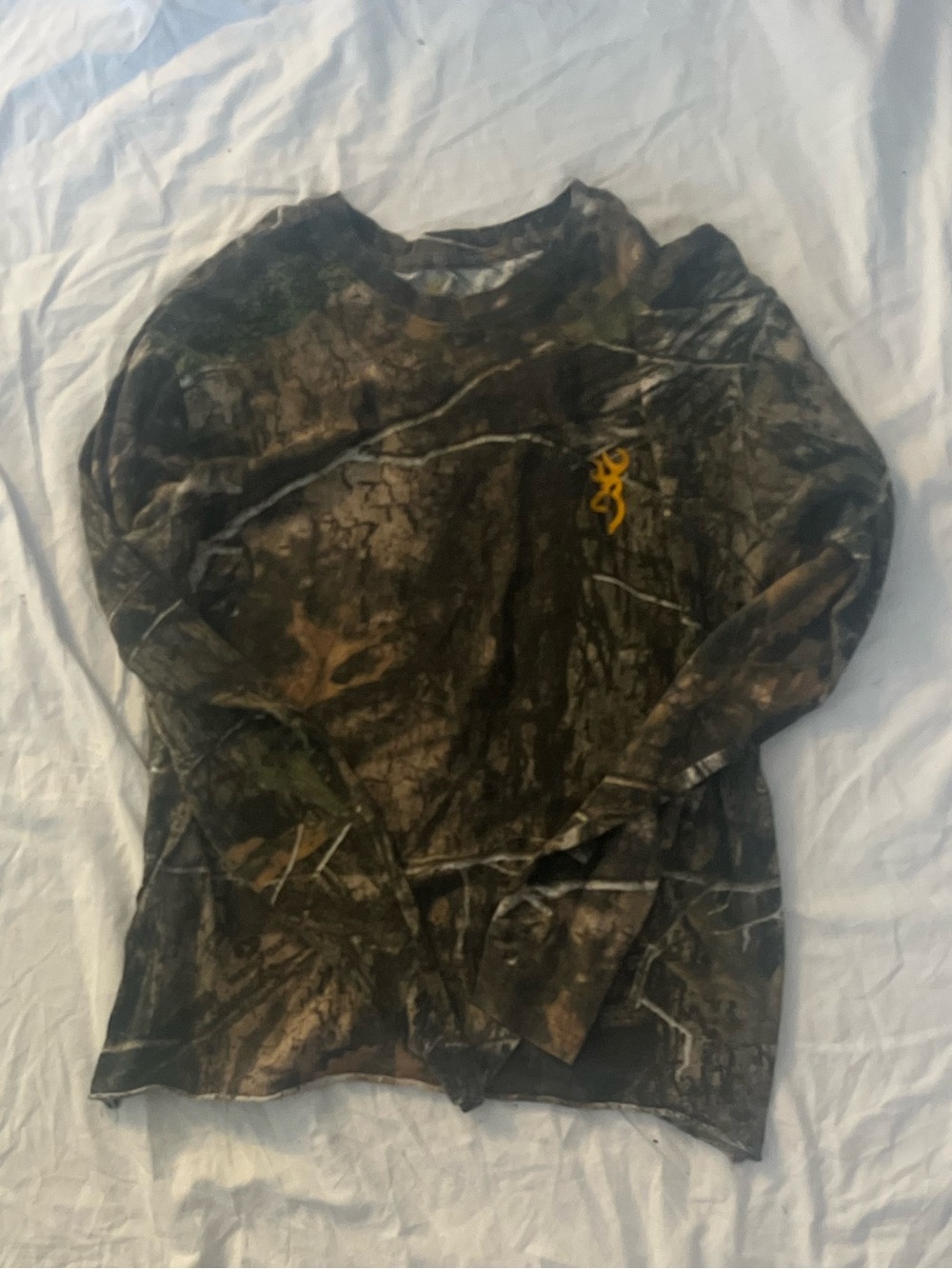 Browning Youth Long-Sleeve Brown Camo Tee with Yellow Logo